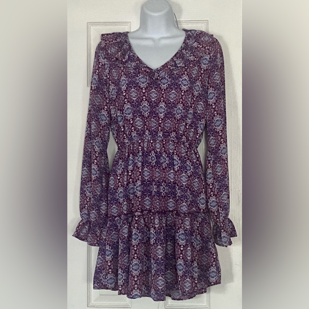 Blue Rain Purple Retro Ruffle Dress